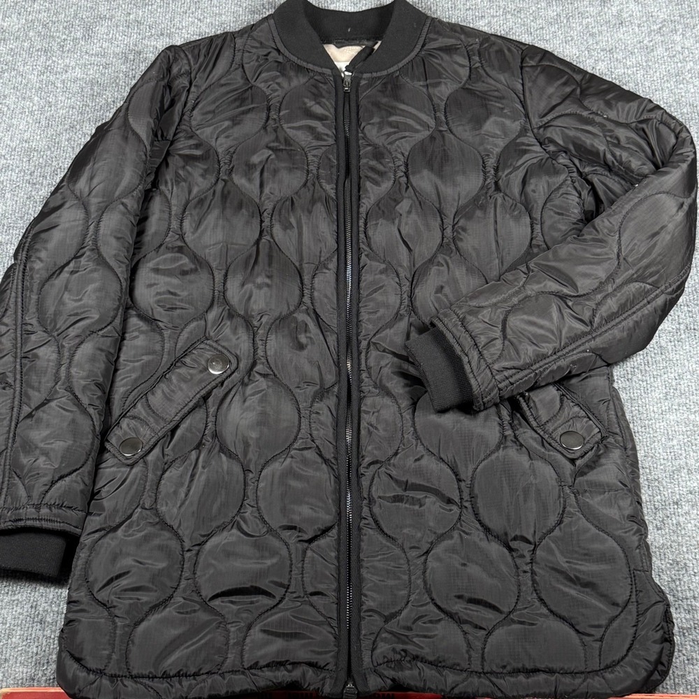AVEC LES FILLES XS Quilted Bomber Jacket Black Extra Small Coat Zip Up Pockets
